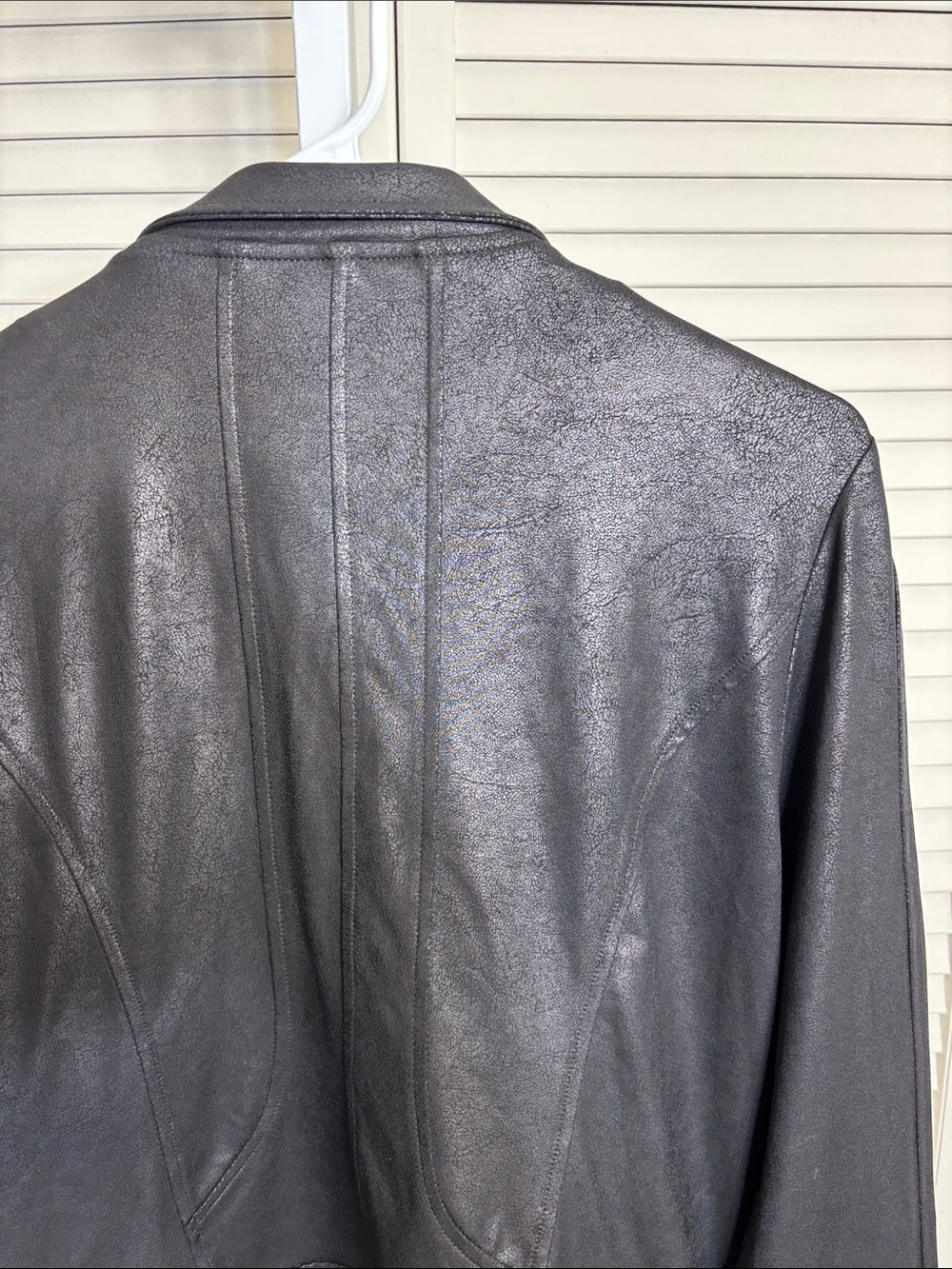 Clara Sunwoo Liquid Faux Leather Jacket with Double Zip Medium - Picture 13 of 16